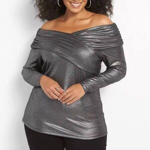 Lane Bryant Metallic Off Shoulder Dress Size 14/16